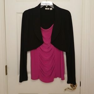 Black Open Front Cropped Shrug